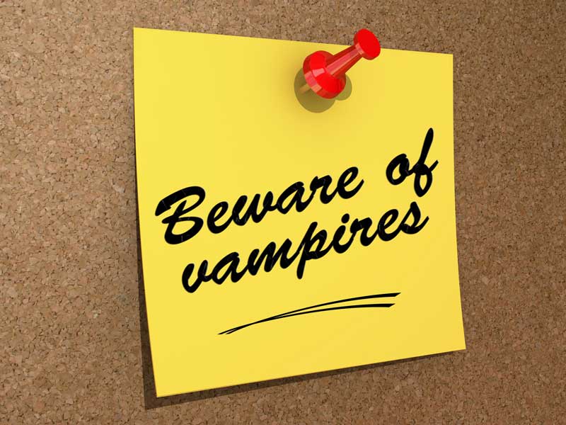 beware of vampires sticky note